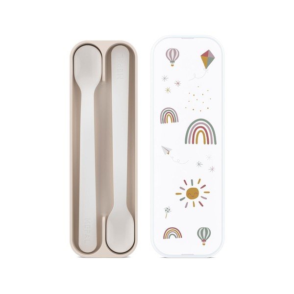 Linguri pentru copii bej din plastic 2 buc. Sunshine & Rainbow – Mepal