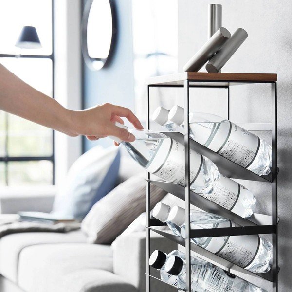 Raft pentru sticle de vin negru din metal număr de sticle 16 20x88,5x19 cm Tower – YAMAZAKI-image-3