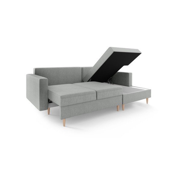 Canapea extensibilă cu spațiu de depozitare Mazzini Sofas Aubrieta, pe partea dreaptă, gri-image-2