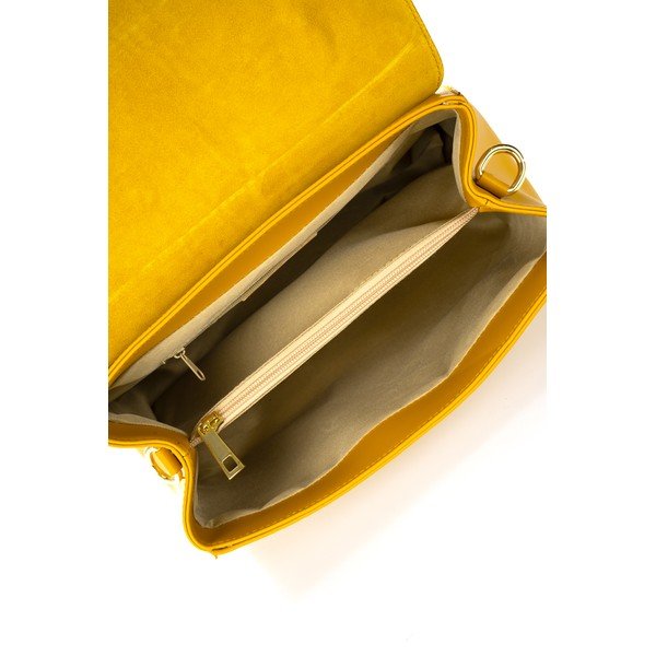 Geantă din piele Federica Bassi Maria, galben-image-1