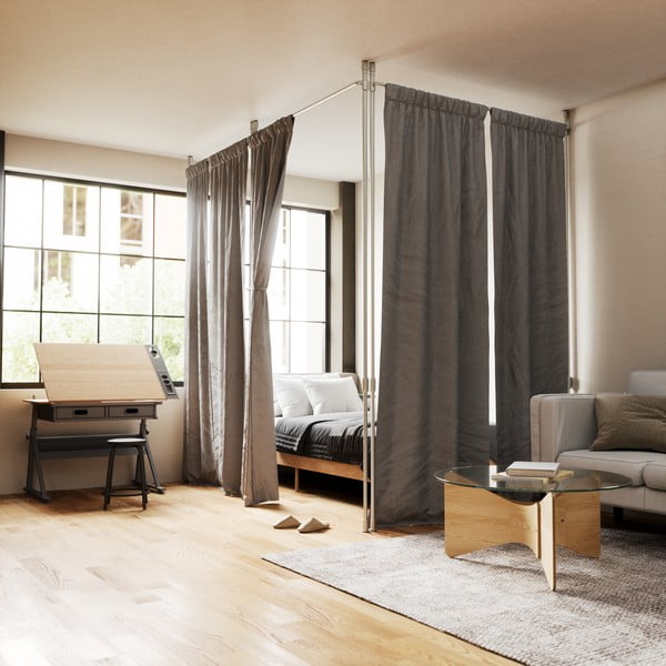 Cadru despărțitor pentru perdele argintiu din oțel Anywhere – Umbra-image-1