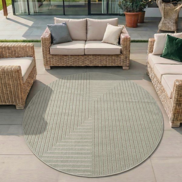 Covor pentru exterior și interior verde rotund ø 120 cm Nova 1202 – Ayyildiz Carpets-image-1