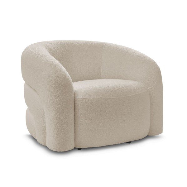 Fotoliu bej pivotant cu tapițerie din țesătură bouclé Elina – Bobochic Paris