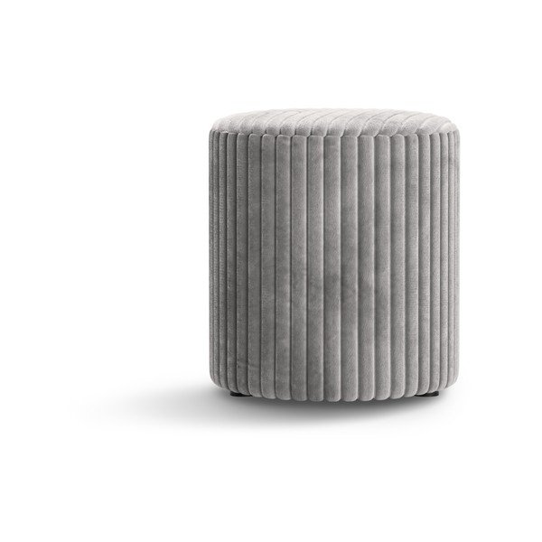 Taburet gri deschis cu tapițerie din catifea reiată Dia – Micadoni -image-1