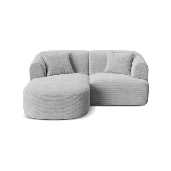 Colțar gri deschis cu tapițerie din catifea reiată  (cu colț pe partea stângă/cu șezlong) Campi – Cosmopolitan Design