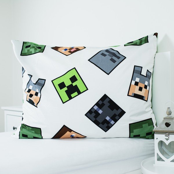 Lenjerie de pat pentru copii verde din microfibră pentru pat de o persoană 140x200 cm Minecraft Block Stack – Jerry Fabrics-image-4