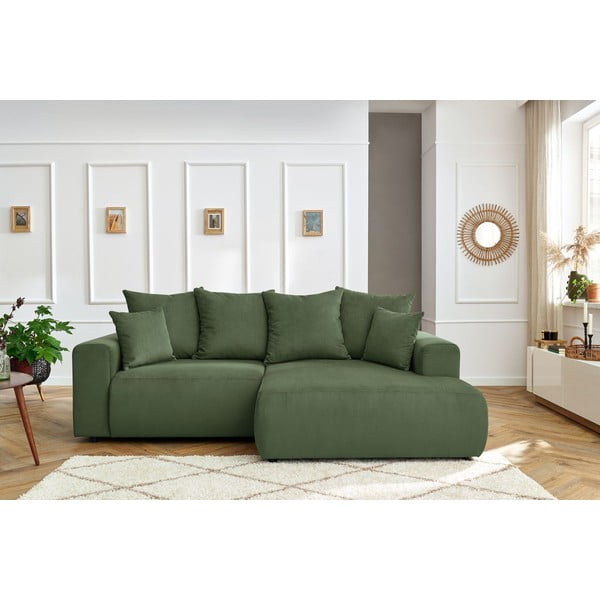 Colțar verde cu tapițerie din catifea Enjoy – Bobochic Paris-image-1