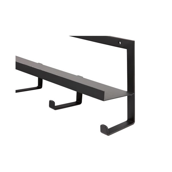 Cuier de perete negru cu raft din metal Quinn – WOOOD-image-3