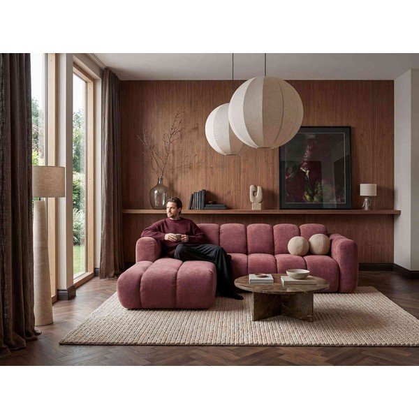 Colțar roșu extensibil cu tapițerie din chenille (cu colț pe partea stângă) Michell – Miuform-image-4