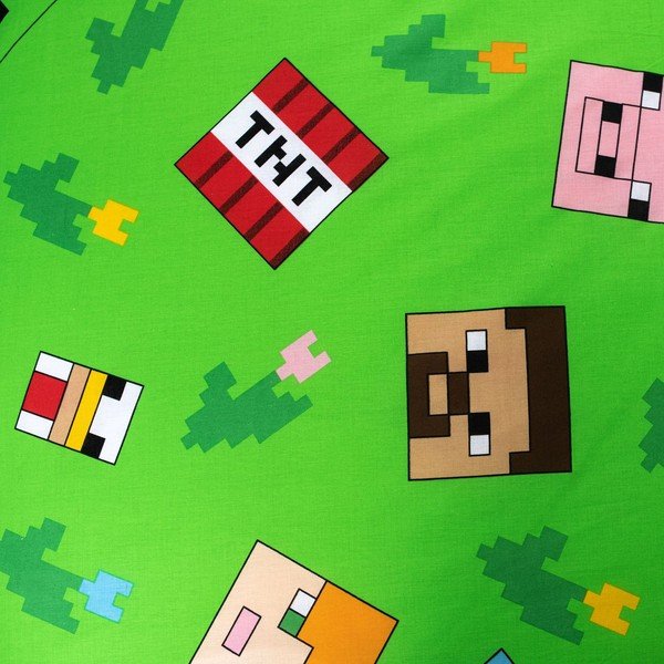 Lenjerie de pat pentru copii verde-albastră din bumbac pentru pat de o persoană 140x200 cm Minecraft "Outdoor Mobs" – Jerry Fabrics-image-4