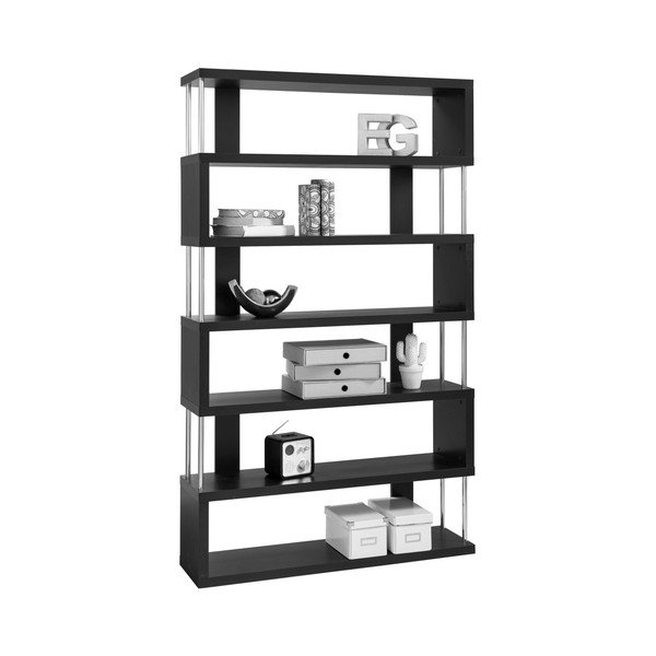 Bibliotecă cu 6 polițe Støraa Kiera, negru-image-1