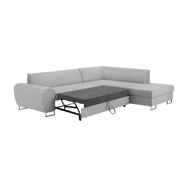 Canapea extensibilă cu spațiu pentru depozitare Kooko Home XL Right Corner Sofa Piano, gri-image-4