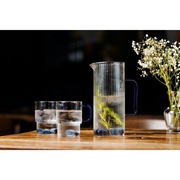 Căni albastre 2 buc. pentru cappuccino din sticlă 350 ml Livio – Vialli Design-image-2