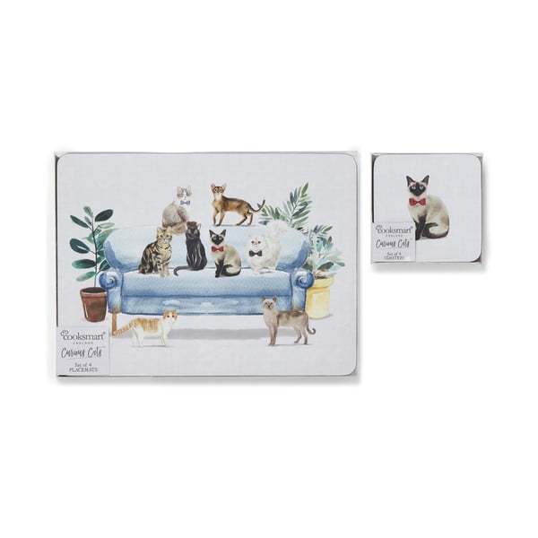 Set cu suporturi farfurii și coasters 8 buc. Curious Cats – Cooksmart ®-image-4