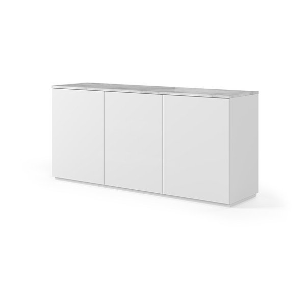 Comodă albă cu blat cu aspect de marmură gri TemaHome Join, 180 x 84 cm-image-1