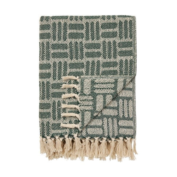 Pătură verde din bumbac reciclat 130x180 cm Adana – House Nordic