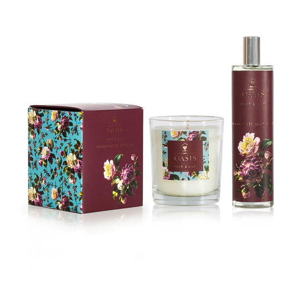Set lumânare parfumată și spray de interior cu aromă de pere și crini Bahoma London Oasis Renaissance