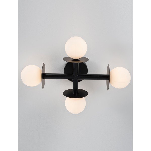 Plafonieră albă/neagră din metal cu abajur din sticlă 37x51 cm Pielo – Nova Luce-image-4