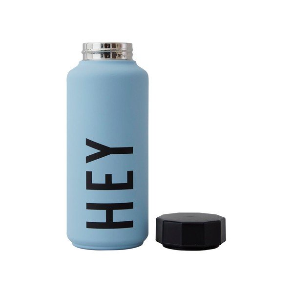 Sticlă termos Design Letters Hey, 500 ml, albastru deschis-image-1
