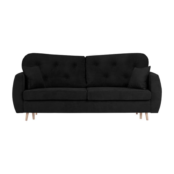 Canapea extensibilă cu 3 locuri și spațiu pentru depozitare Mazzini Sofas Orchid, negru