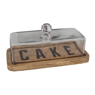 Platou din lemn pentru tort cu capac din sticlă Antic Line Cake