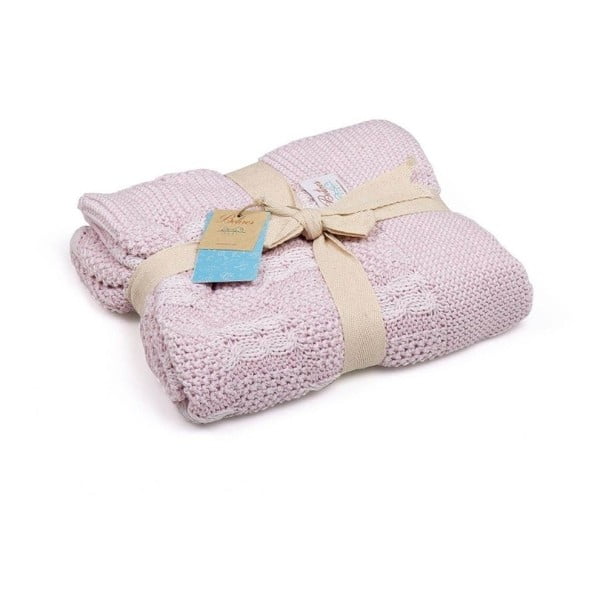 Pătură pentru copii Baby Ecru Lana, 90 x 90 cm, roz