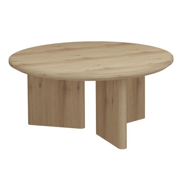 Măsuță de cafea în culoare naturală rotundă cu blat cu aspect de lemn de stejar ø 80 cm Chatham – Støraa-image-3