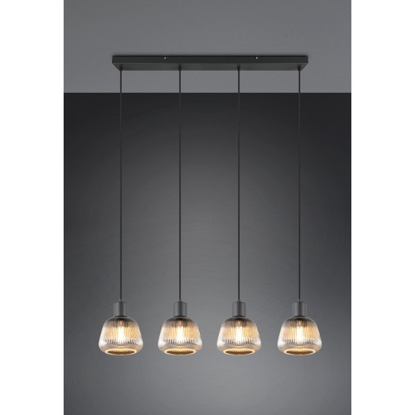 Lustră neagră cu abajur din sticlă ø 15 cm Tarifa – Trio-image-1