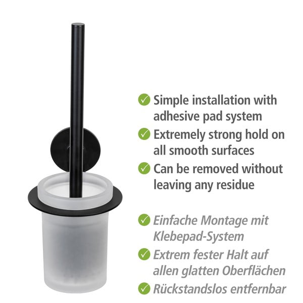 Perie de WC negru-mat autoadezivă din sticlă Bivio – Wenko-image-4