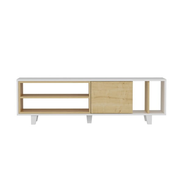 Comodă TV albă/cu aspect de lemn de stejar 160x49 cm Rosmar – Kalune Design