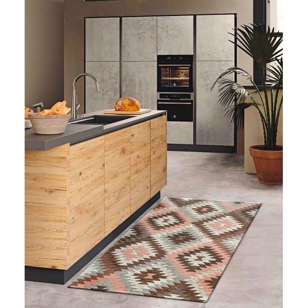 Covor tip traversă roz/maro lavabil 55x115 cm Avana Rosa – Floorita-image-1
