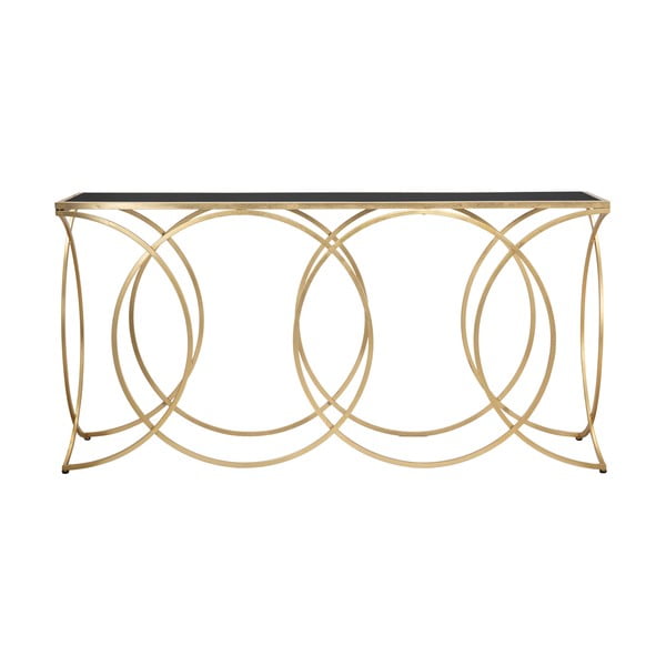 Masă consolă negru-auriu cu blat din sticlă 40x160 cm Infinity – Mauro Ferretti