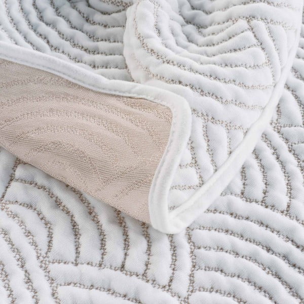 Set cuvertură și față de pernă alb-bej din jerseu 220x240 cm Cassandra – douceur d'intérieur-image-2