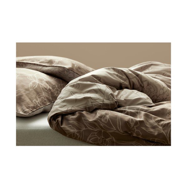 Lenjerie de pat din bumbac organic satinat Södahl Infinity, 140 x 200, maro-image-2