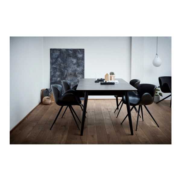 Scaun de sufragerie negru cu cotiere tapițat Gaia – DAN-FORM Denmark-image-1