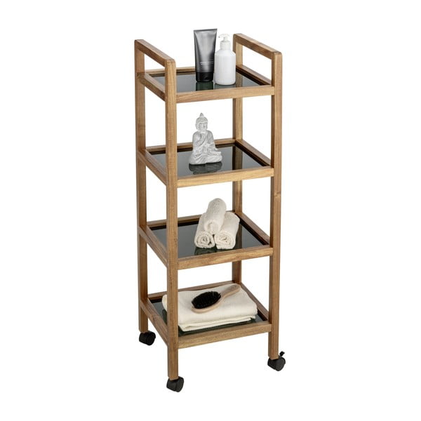 Etajeră de baie neagră/în culoare naturală din lemn de acacia 35x101,5 cm Fondi – Wenko-image-4