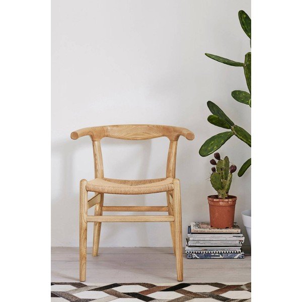 Scaun de dining în culoare naturală cu cotiere din lemn de ulm Nattavaara – Jotex-image-1