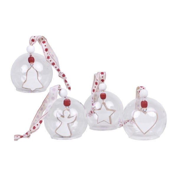 Set 4 decorațiuni de agățat Ego Dekor Christmas, alb-roșu