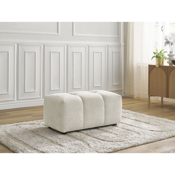 Taburet alb cu tapițerie din chenille Roxelane – Bobochic Paris-image-1