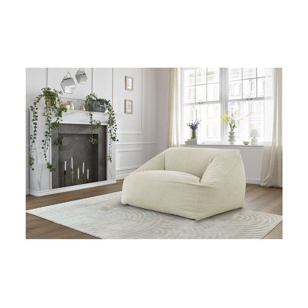 Fotoliu bean bag bej cu tapițerie din catifea reiată Lilibet – Bobochic Paris-image-1