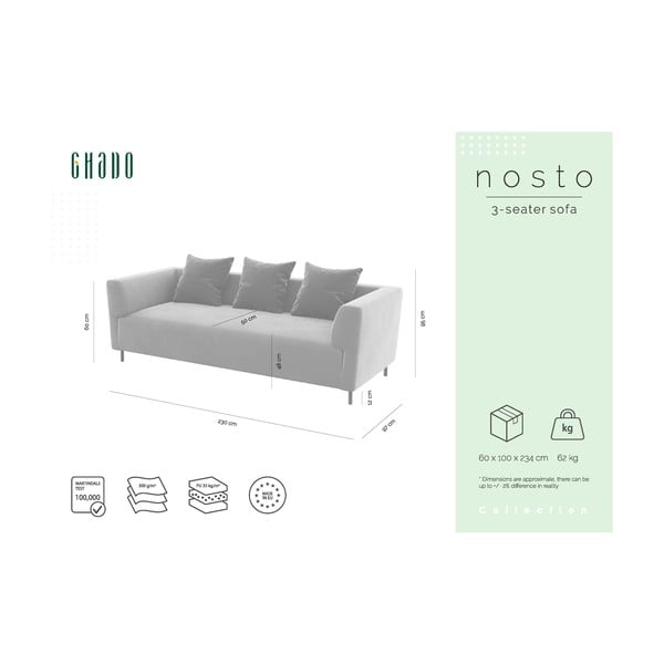 Canapea din catifea Ghado Nosto, bej-image-3