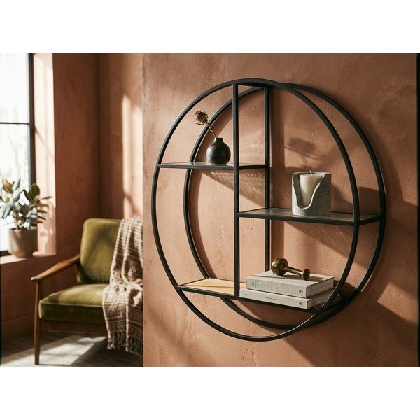 Raft negru/în culoare naturală etajat din metal 61 cm Mataram – Premier Housewares-image-1