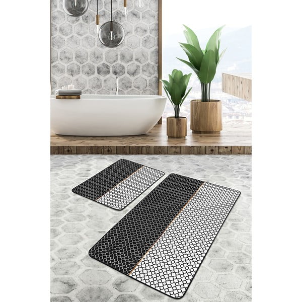 Covorașe de baie gri închis în set de 2 buc. 100x60 cm - Minimalist Home World-image-3