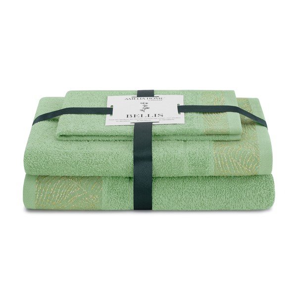 Prosoape de baie verde-deschis 3 buc. din bumbac din frotir Bellis – Restilo
