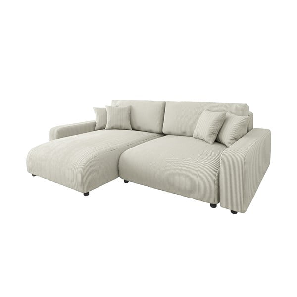 Colțar crem extensibil cu tapițerie din catifea reiată  (cu colț variabil) Sara – Ropez-image-2