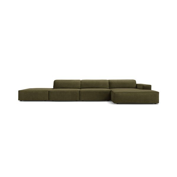 Colțar modular kaki cu tapițerie din catifea (cu colț pe partea dreaptă/cu șezlong) Jodie – Micadoni -image-3