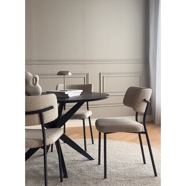 Scaun de dining negru/crem din oțel Herbster – Rowico-image-3