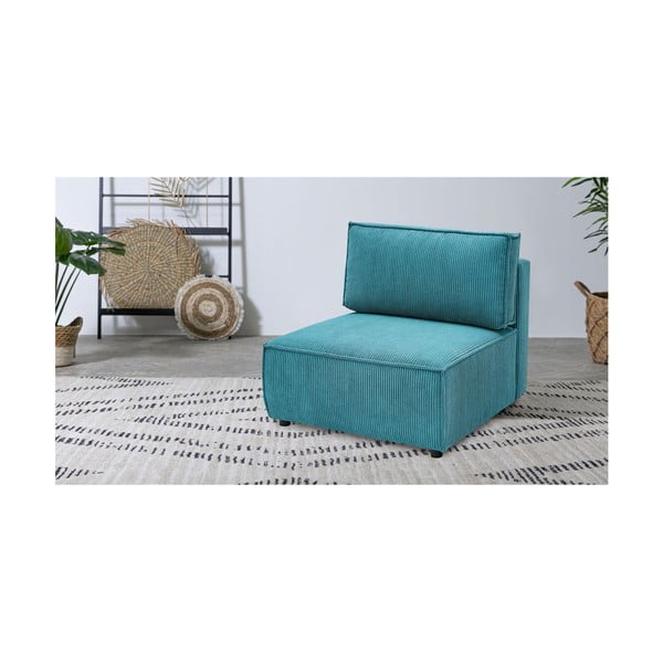 Modul pentru canapea albastru cu tapițerie din catifea reiată  (de mijloc) Nihad modular – Bobochic Paris-image-1