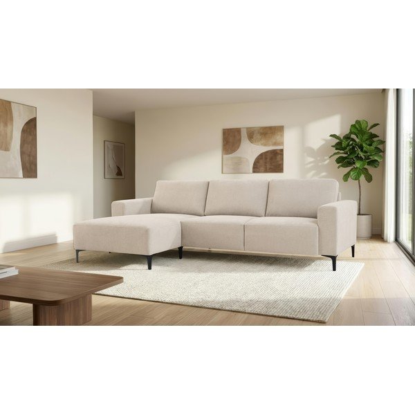 Colțar bej cu tapițerie din chenille (cu colț pe partea stângă/cu șezlong) Fabian – Scandic-image-1