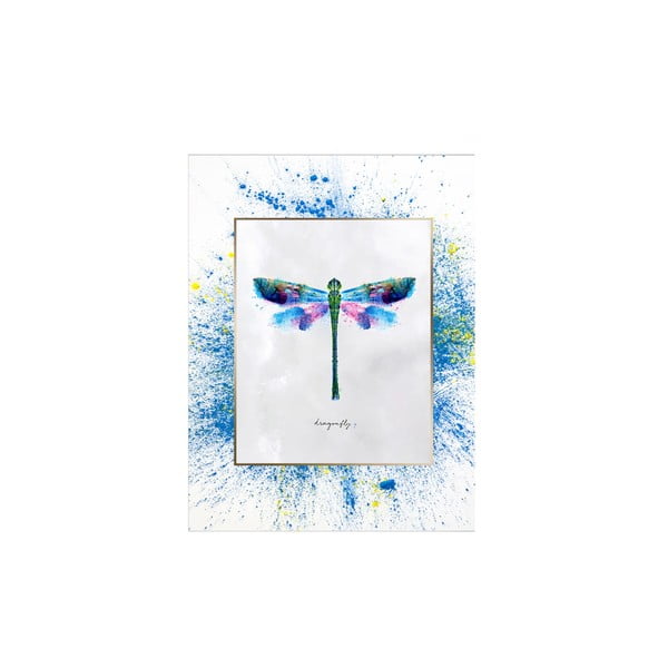Tablou pe pânză în ramă albă Tablo Center Dragonfly, 29 x 24 cm